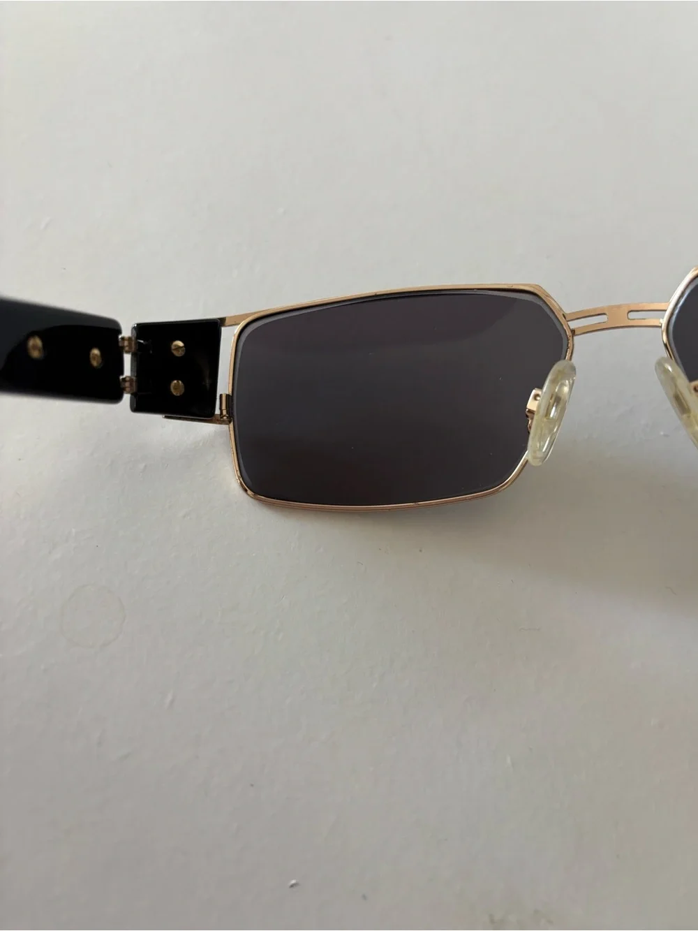 VINTAGE CAZAL Germany Mod 924 Col 302 Black Gold Rectangle Sunglasses  EUC
